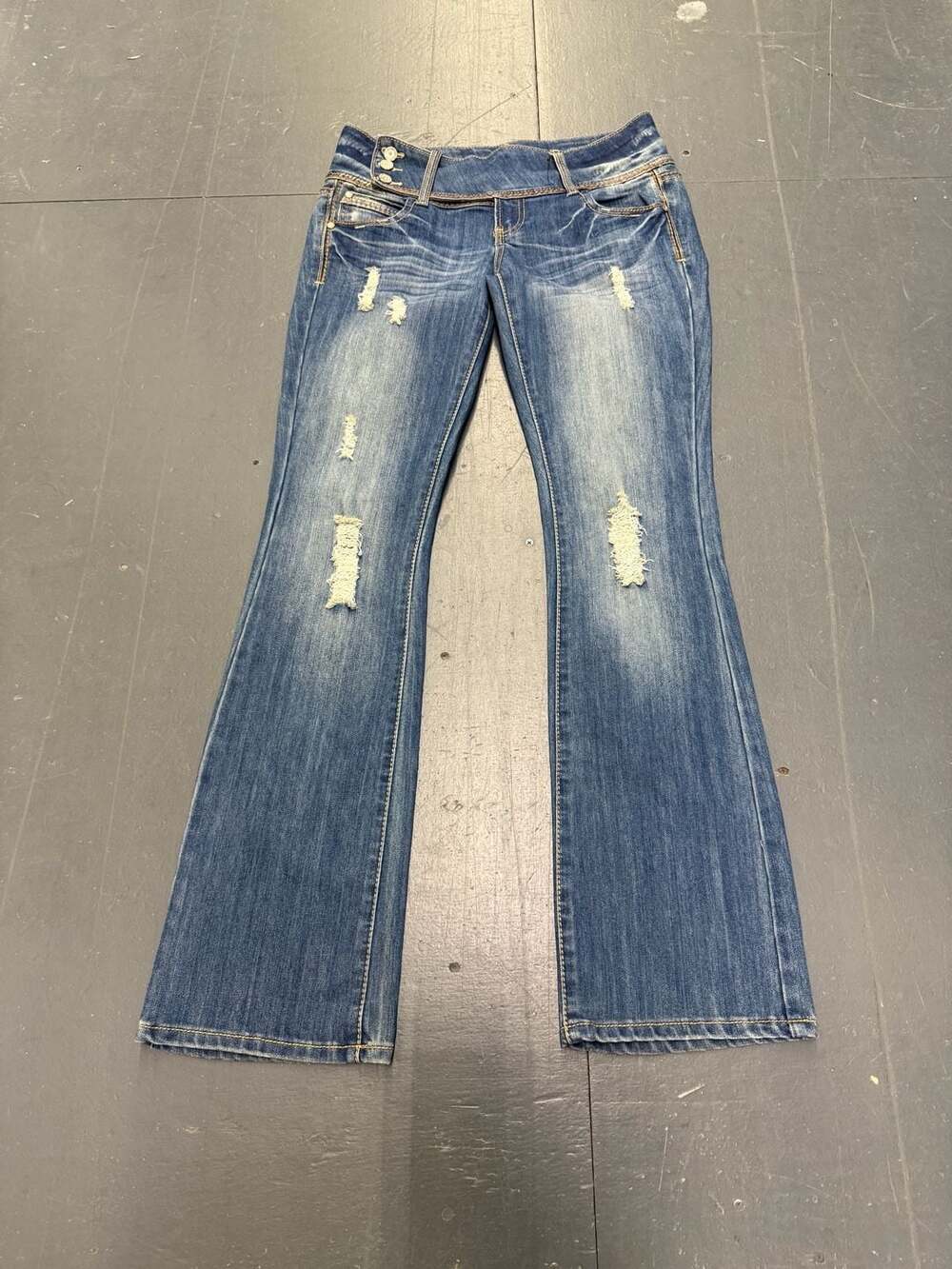 Almost Famous Distressed Flare Jeans Blue Denim